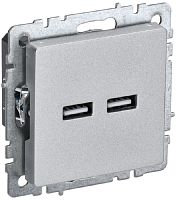 Розетка USB тип A+A без рамки IEK Brite РЮ10-1-БрА 2-м. 3100мА алюминий картинка
